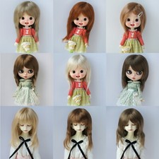 Blythe10-11" 9-10" 1/6 1/4 1/3 BJD Doll Straight Wig Synthetic Mohair Hair Bangs