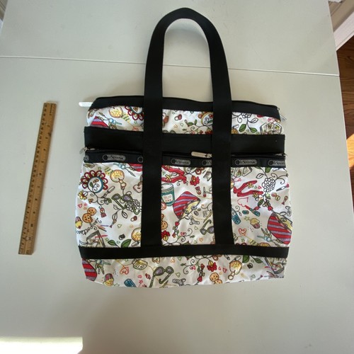 LeSportsac White Cupcakes Phone Shoes Vacation Travel Tote Bag - Picture 7 of 7