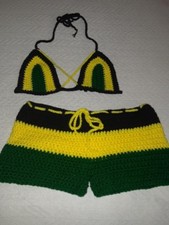 Women Jamaican Color crochet shorts set