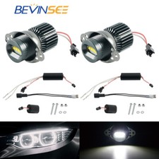 2x H10W LED Angel Eyes Halo Ring Marker Light White For BMW 3 Series E90 E91 LCI