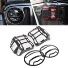 Black Headlight & Rear Tail Light Lamp Guard Cover Trim For Jeep Wrangler JL 18+