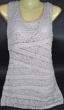 Leon Max Tank Top Shirt Pale Gray Stretch Lace Lined Scoop Studio M Sz L Large