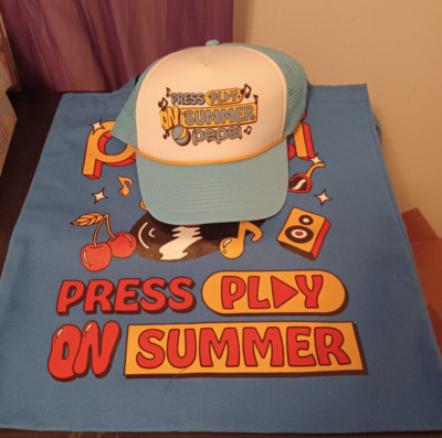 New Pepsi Press Play On Summer Promotional Tote Bag and Hat