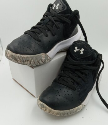 Kids Under Armour Jet 21 3024794-001 Black Leather Basketball Shoes Size 11  Kids - Main Image