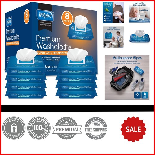 Extra Large Adult Wet Wipes, Aloe Vera & Vitamin E - Pack of 400 for Seniors