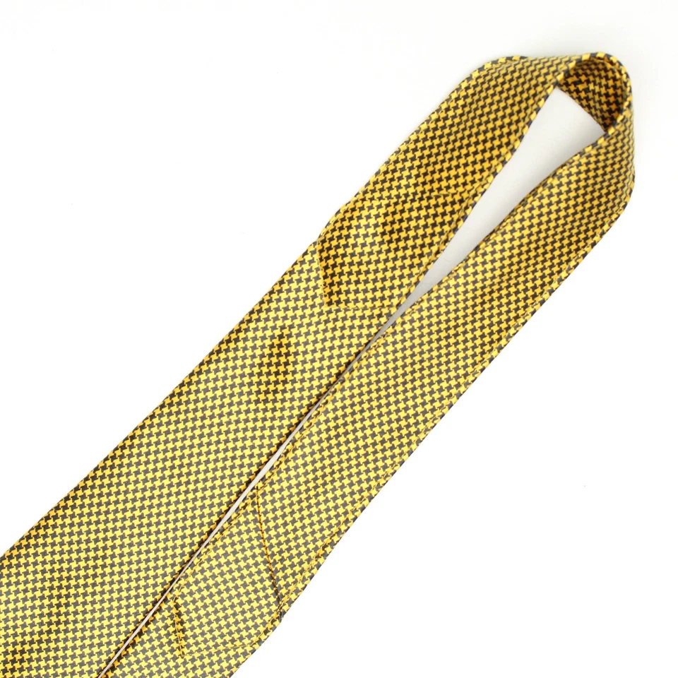 Sulka Mens Silk Necktie Gold Black Houndstooth Mini Check Smooth Tie France - Image 4 of 4