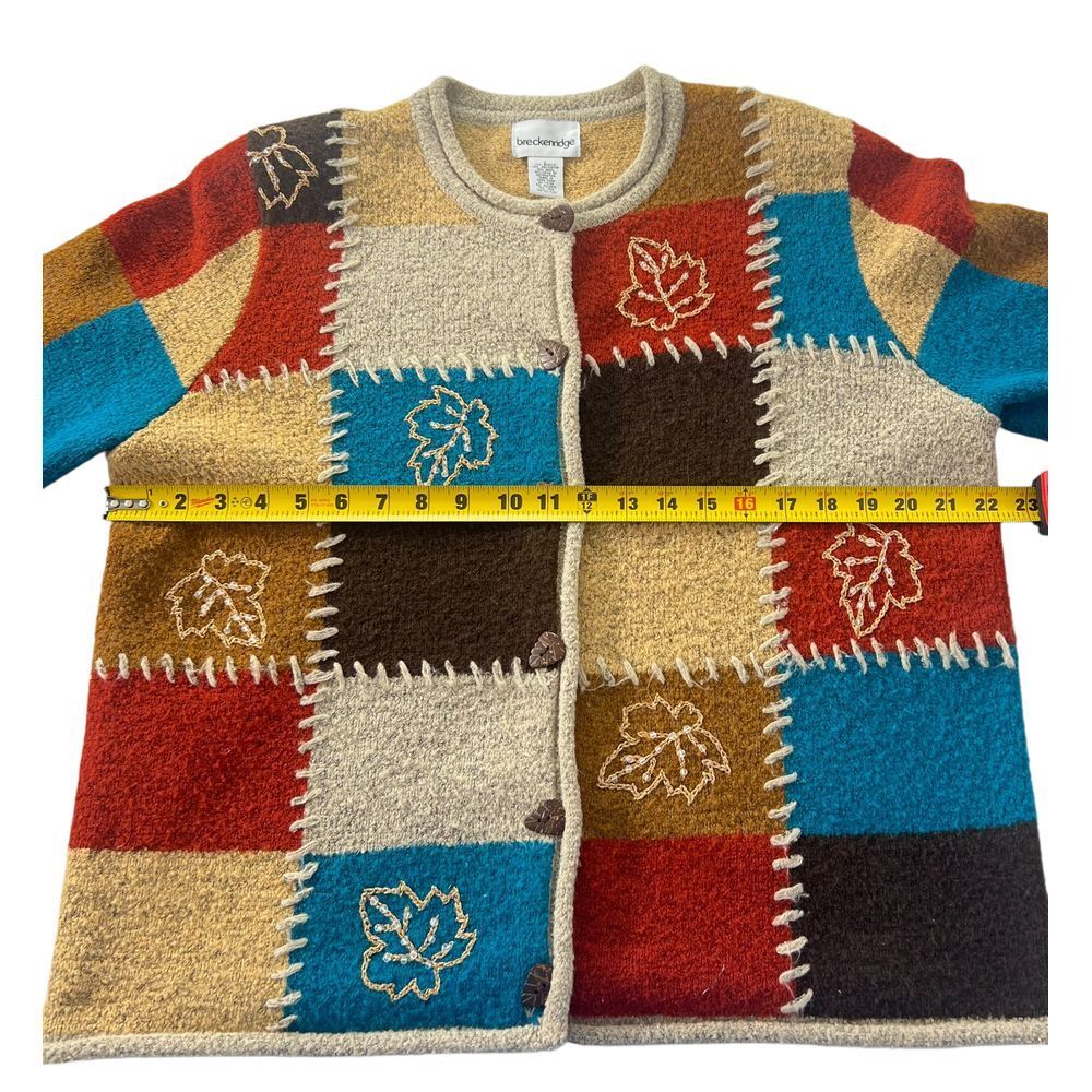 Breckenridge Patchwork Fall Leaves Button Cardiga… - image 7