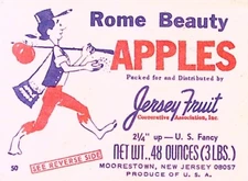 Jersey Fruit Rome Beauty Apples Advertising w/ Recipe