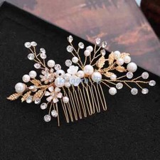 Gold Color Leaf Hair Combs Jewelry Rhinestone Hair Comb Tiaras Wedding Bridal