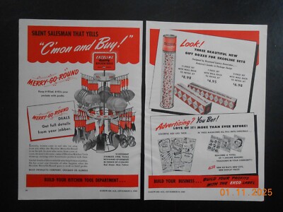 1948 EKCO Products CO red handle kitchen utensil store display TRADE AD Ekcoline