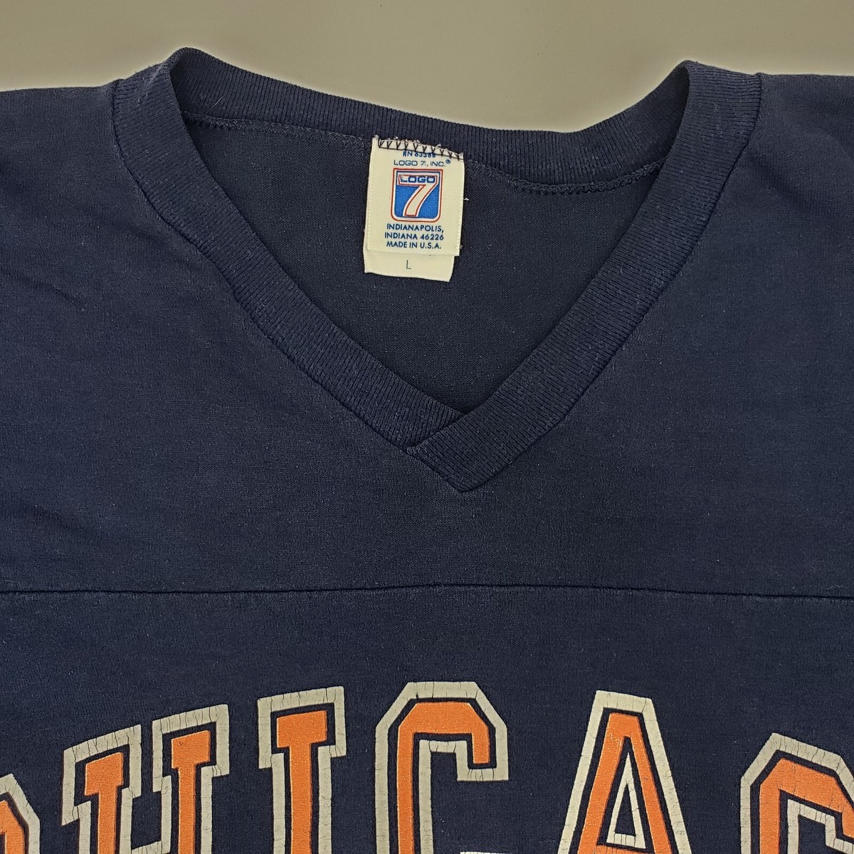 Vintage 80s Logo 7 Chicago Bears Jersey 3/4 Sleeve Stripe V