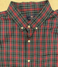Vineyard Vines Men’s Holiday Plaid Button-Up Shirt Red Green Blue White XXL 2XL