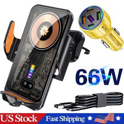 66W Fast Wireless Car Charger Automatic Clamping Mount Air Vent Phone Holder
