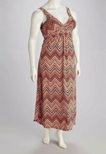 New Women's Plus Size Rust Black Sleeveless Maxi Dress Sizes 1X 2X (Made USA)