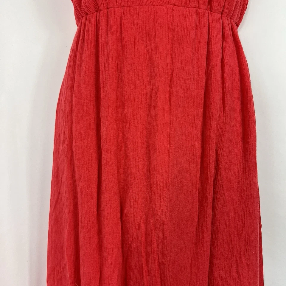 Vestido Wayf para mujer XS manga corta cuello en V línea A debajo de la rodilla calce y acampanado rosa Foto 3 de 4