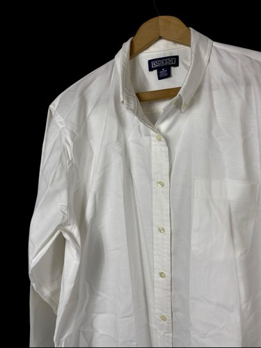 Lands End Blouse Button Up Top Oxford Shirt White Long Sleeve Preppy Womens 16 - Picture 3 of 9