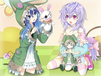 Anime girls long hair blue hyperdimension neptunia iris Playmat Gaming Mat