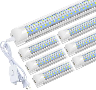 2FT 3FT 4FT 5FT 6FT 8FT LED Tube Light Bulb 24W-72W 6500K T8 Shop Light Fixture