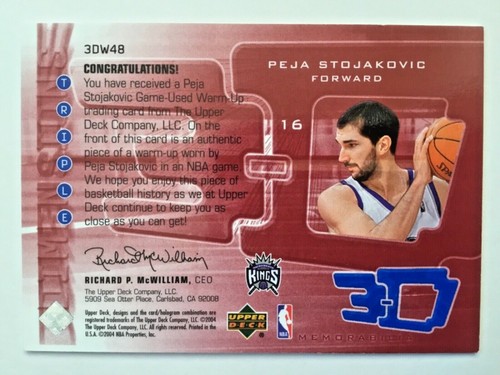 Peja Stojakovic, 2004 Upper Deck Triple Dimensions, Game-Worn 404/999, + LOT - Imagen 2 de 4