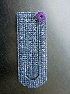 Helles Glitzer Lesezeichen mit Blume, Kunststoff Leinwand, Clip Stil [Silber]