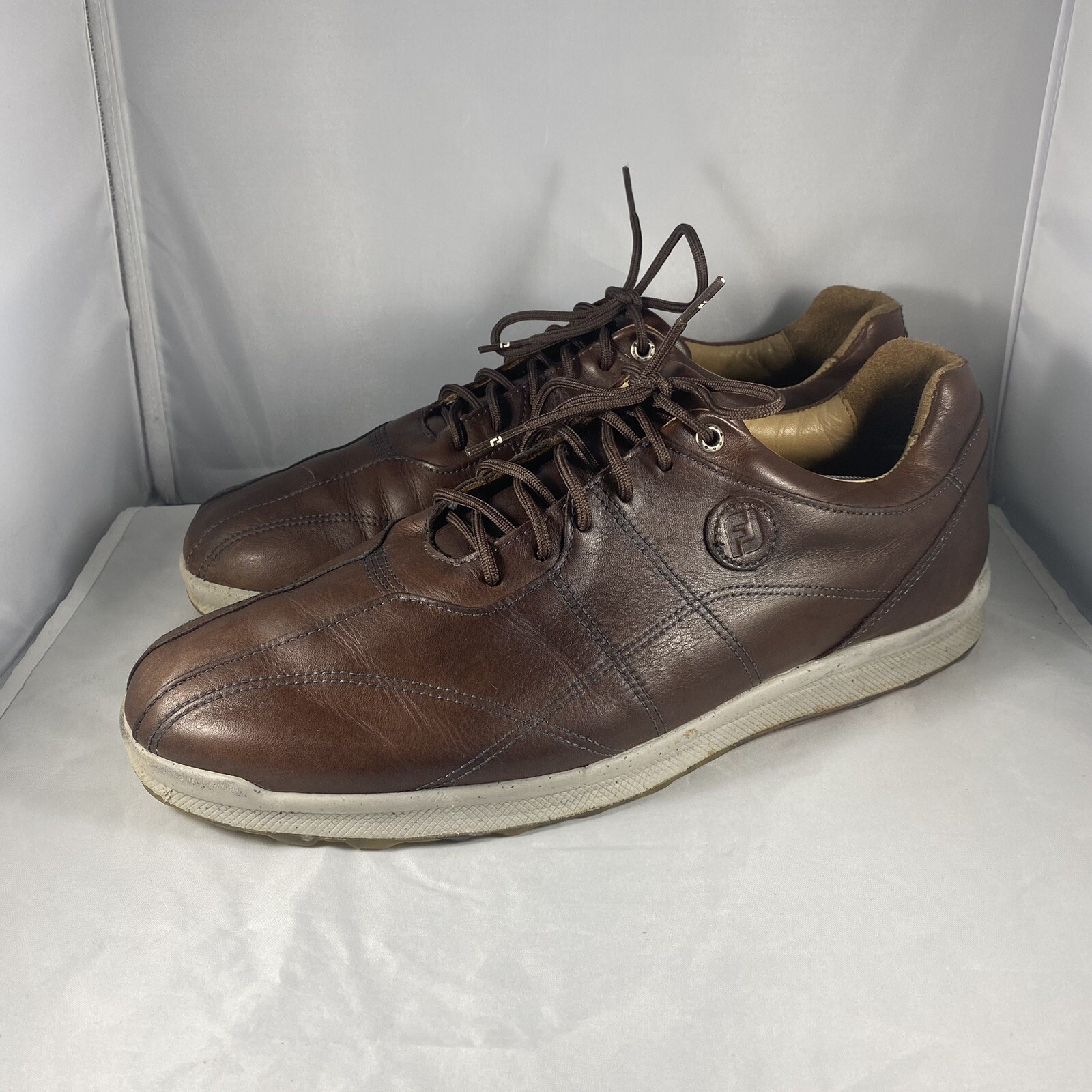 FootJoy Versaluxe 57253 Brown Leather Spikeless Golf Shoes Men's Sz US