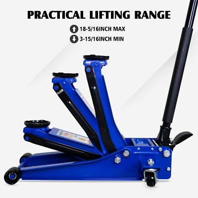 6600 LBS Heavy Duty Horizontal Double Pump Floor Jack Foot Model