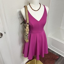Lulus Fuchsia Pink Solid Basic Babydoll Mini Dress XS Spring Summer Party Dance