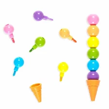 Rainbow Ice Cream Scoops Scented Stacking Erasable Crayons