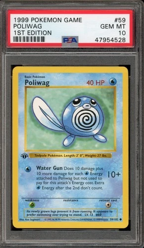 Pokemon Poliwag Base Set Shadowless 1st Edition #59 PSA 10 Gem Mint