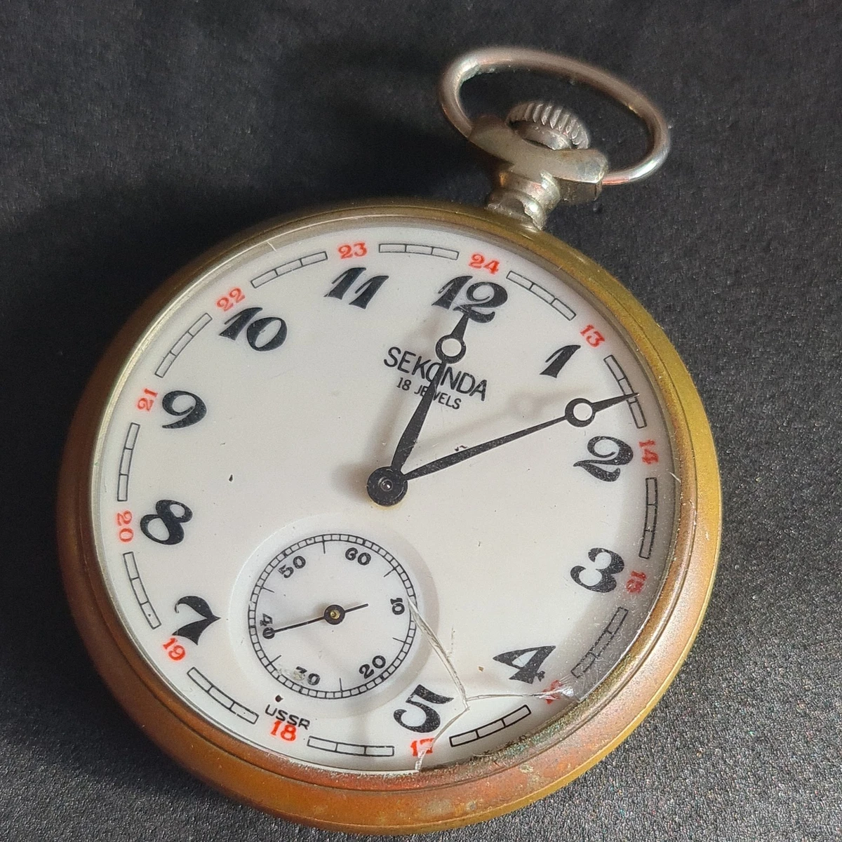 Reloj Bolsillo Vintage Metal Caballeros Seconda Ferrocarril 18 Joyas ref4800funcionando