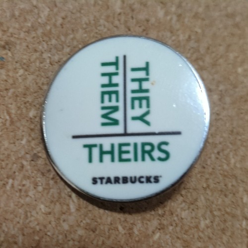 Starbucks They Them Theirs Pronouns Lapel Pin Back Employee