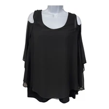 Ruby Ribbon Black Cold Shoulder Blouse With Built-in Shape Wear Womens Size L