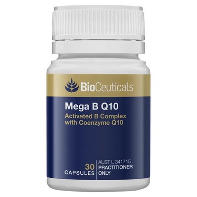 BioCeuticals Mega B Q10 30 Capsules Activated B Complex with Coenzyme Q10