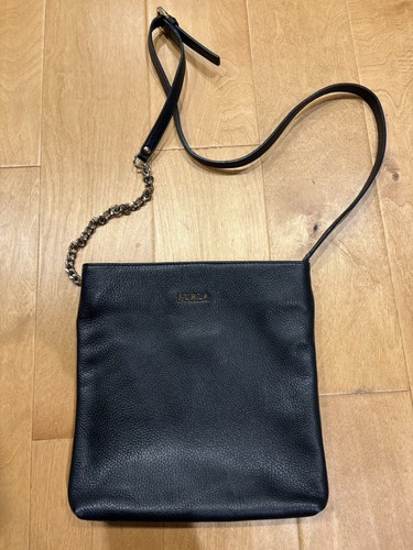 Furla small leather shoulder bag chain handle black - Picture 1 of 7
