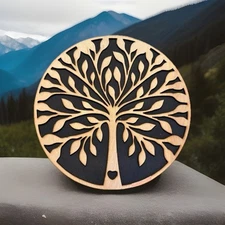 Laser Cut Wooden 3D Tree of Life Sign