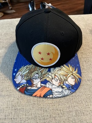DRAGON BALL Z CRYSTAL BALL SNAPBACK HAT black blue goku blonde hair anime ADULT