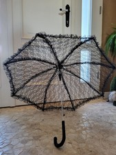 Gothic Schirm Spitzenschirm Sonnenschirm Stockschirm  Schwarz 