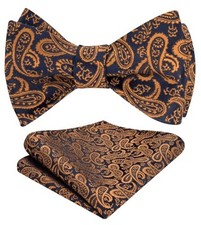 Bow Ties for Men Paisley Bowties Mens Self Tie Bow Tie One Size 03-brown/Gold