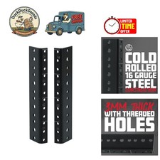 Rackworks 4U Heavy-Duty Steel Rack Rail Set - Corrosion-Resistant Black Finish