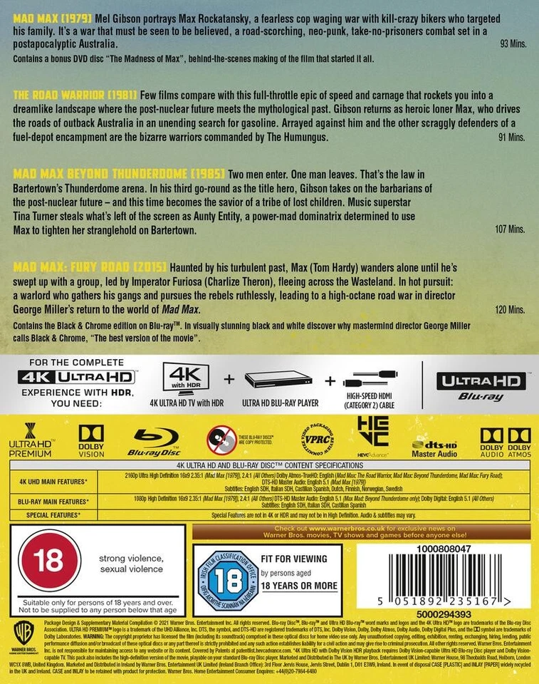 Mad Max Anthology (4 Films) 4K Ultra HD + Blu-Ray - Image 3 of 3