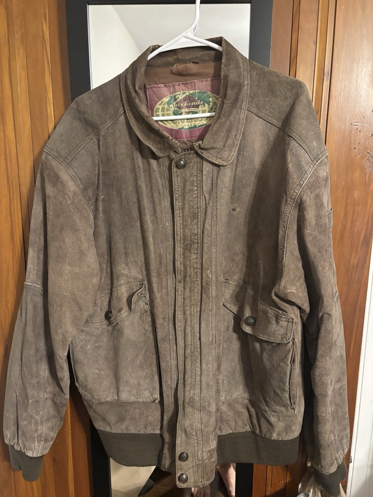 Weekends Men's Suede Leather Bomber Jacket