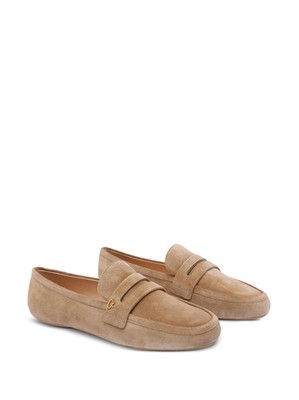 NIB NEW Gianvito Rossi Giorgia Camel Beige suede penny loafers 37 7 $795+