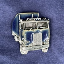 Vintage Freightliner Semi Truck Tonkin Belt Buckle Pewter And Blue