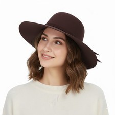 Ladies Wool Wide Brim Sun Hat – Summer Beach Fedora, Travel & Outdoor Hat