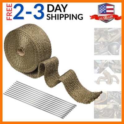 2in x 16.5ft Titanium Exhaust Muffler Tape Fiberglass Heat Shield Header Wrap...