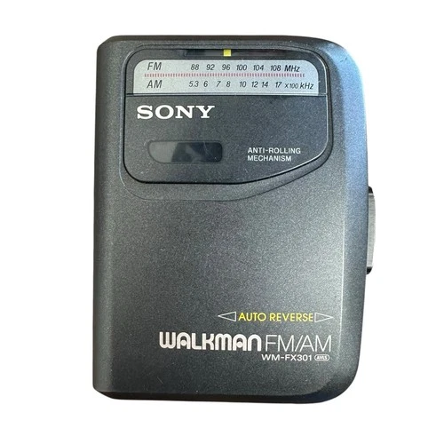 Vintage Sony Walkman AM/FM Radio Portable Cassette Player Black WM-FX301 TESTED