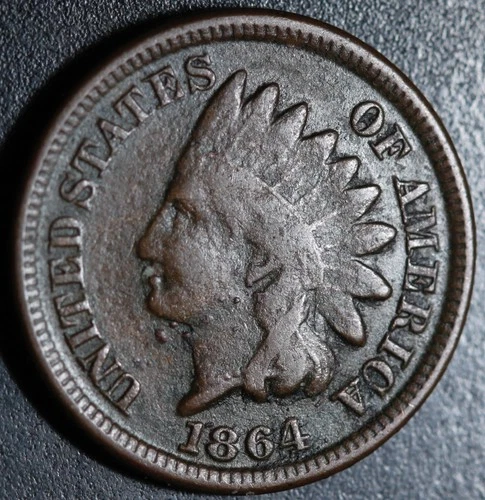 1864 INDIAN HEAD CENT - Bronze - VG VERY GOOD Details