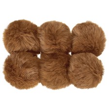 6Pcs, Faux Fur Pom Poms for Hats Fluffy Soft Fur Poms Balls Brown