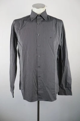 CALVIN KLEIN CK Chemise Homme TG 40 Gris Vintage Slim Rayée Coton - Photo 1/4