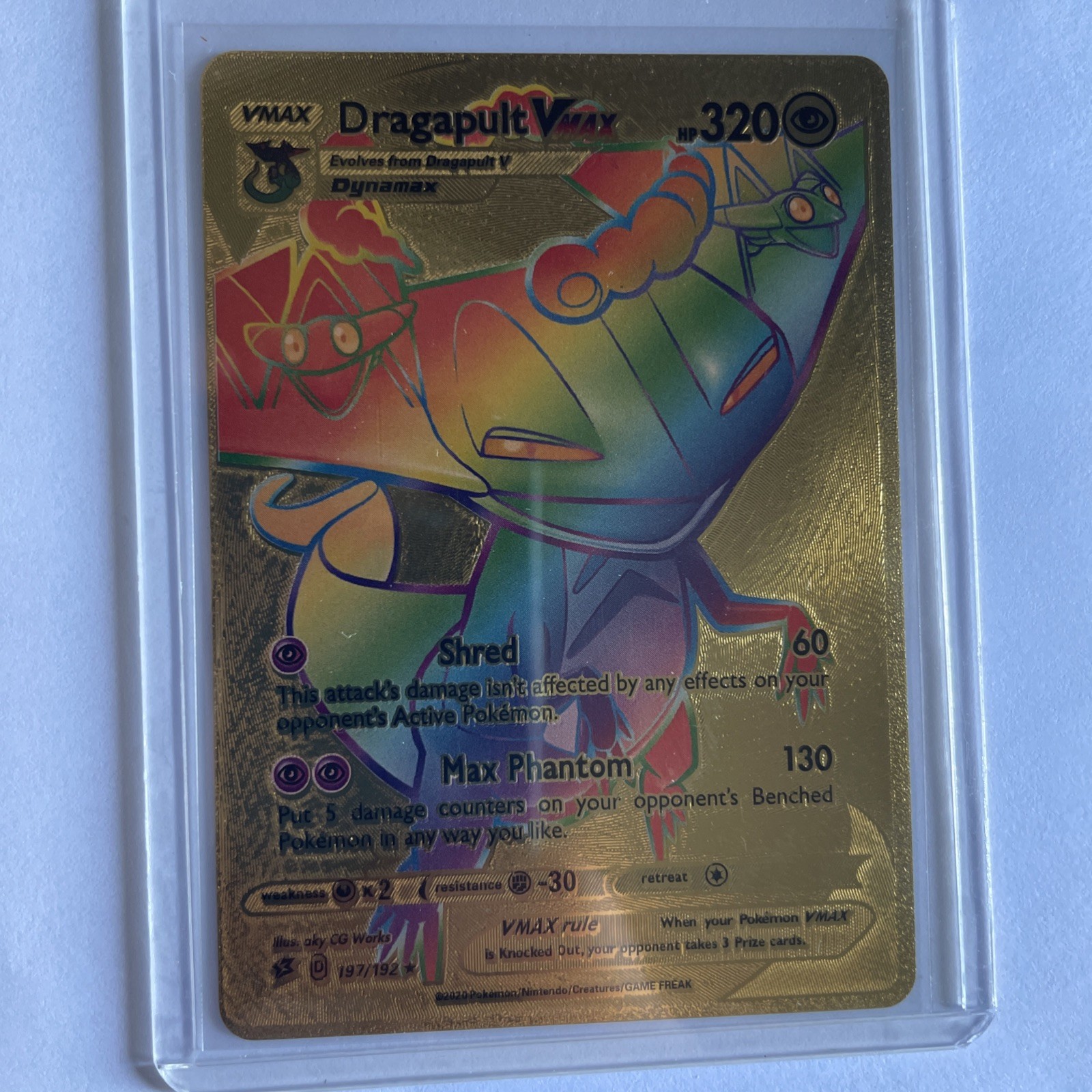 Dragapult Vmax Secret Rare Full Art Pokemon TCG Gold Foil Fan Art Rainbow SWSH02